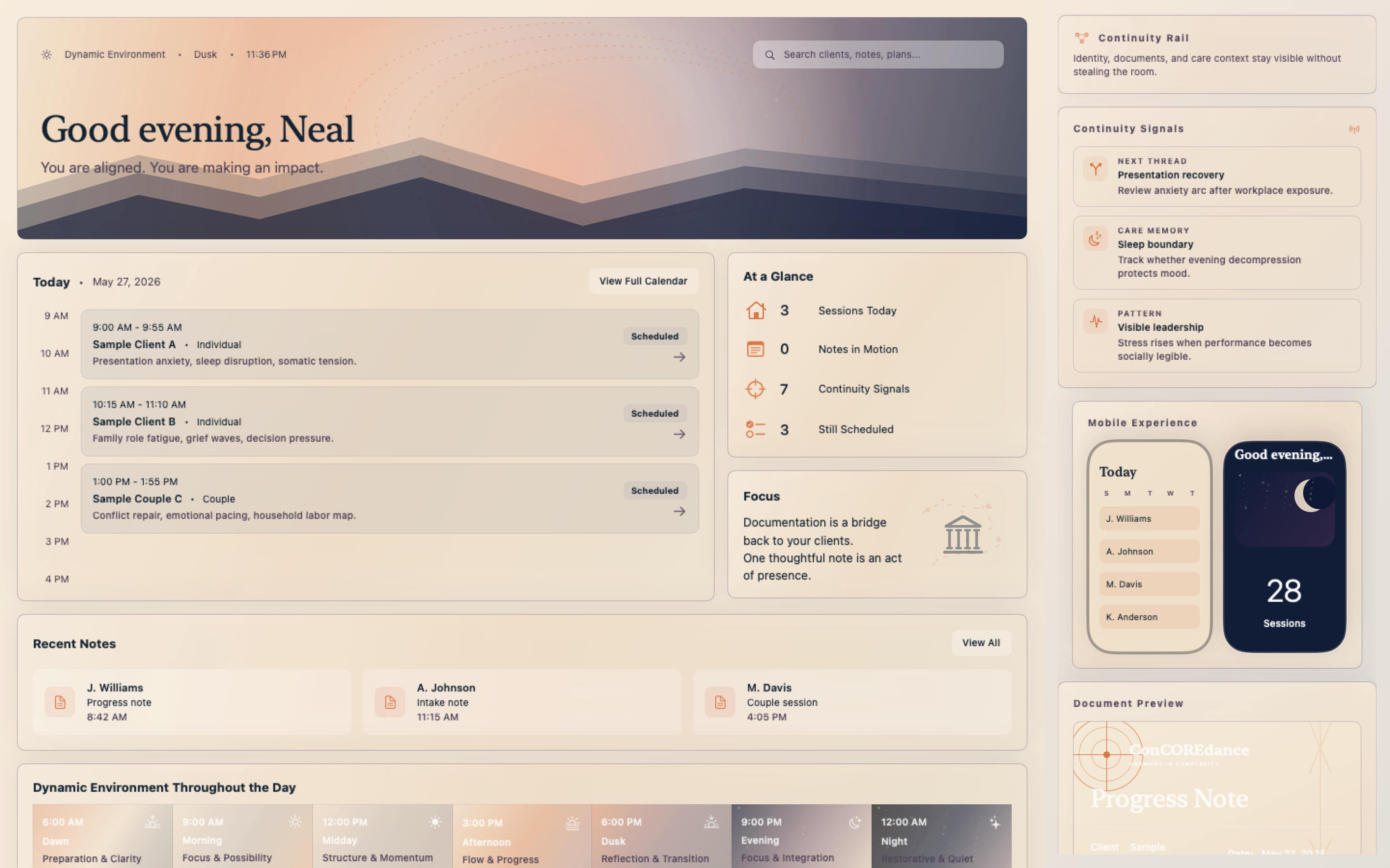 Home dashboard with selectable fixture sessions